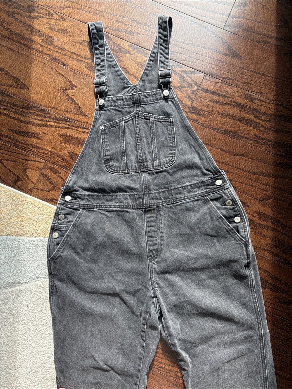 Old Navy Washed Black Charcoal Denim Overalls